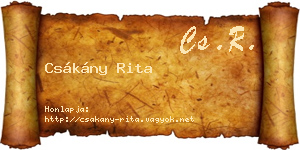 Csákány Rita névjegykártya